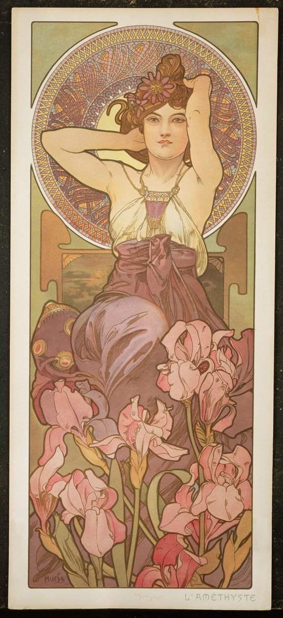 Las Piedras Preciosas: Amatista, 1900 de Alphonse Mucha