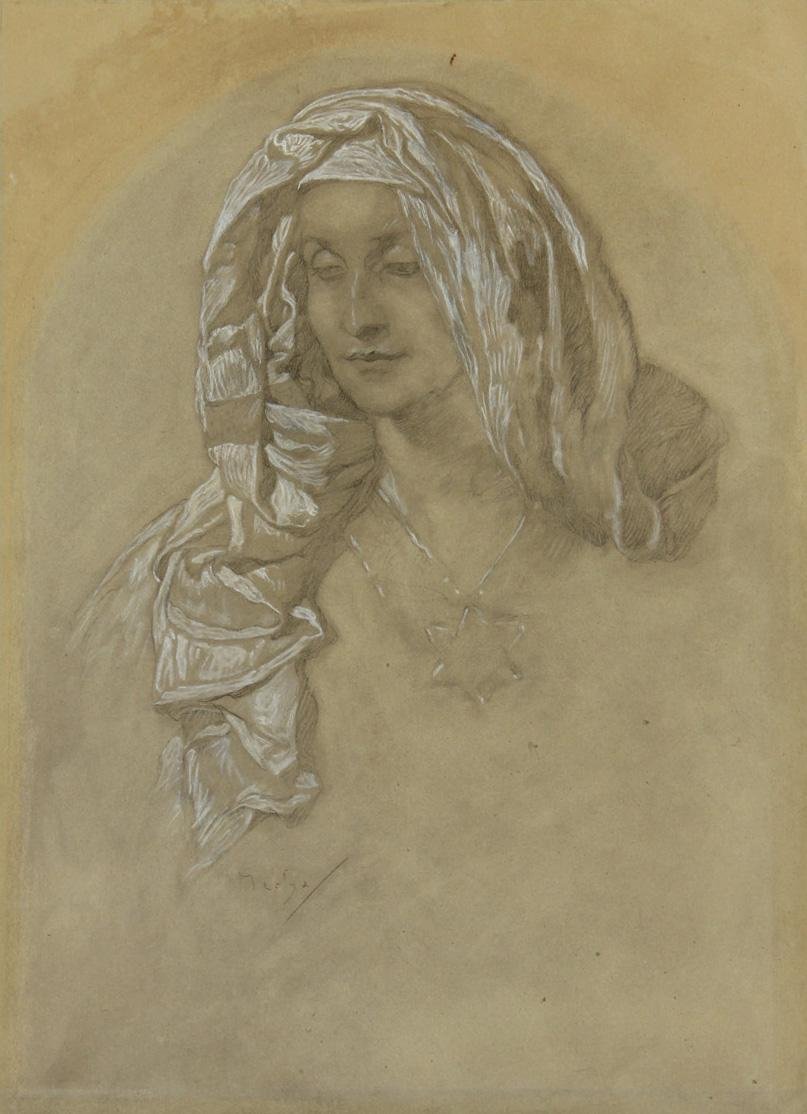 Retrato de una niña de Alphonse Mucha