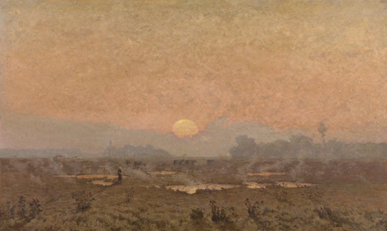 Amanecer en el Kempen (óleo sobre lienzo) de Alphonse Asselbergs