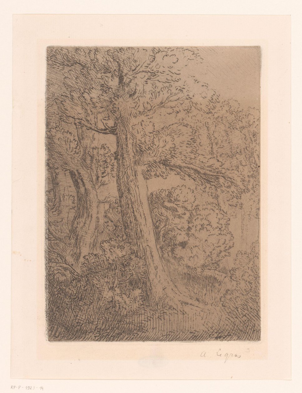 Dos árboles de Alphonse Legros (signed by artist)