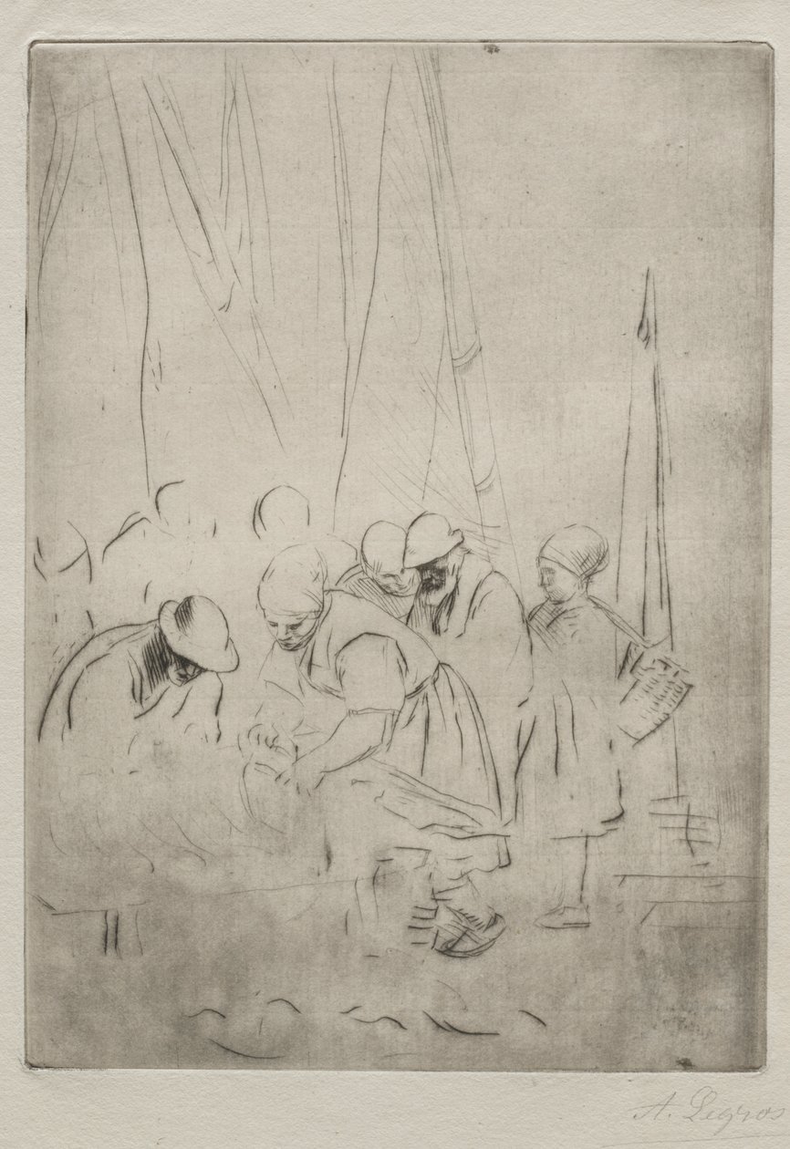 Pescadores en el muelle de Boulogne de Alphonse Legros