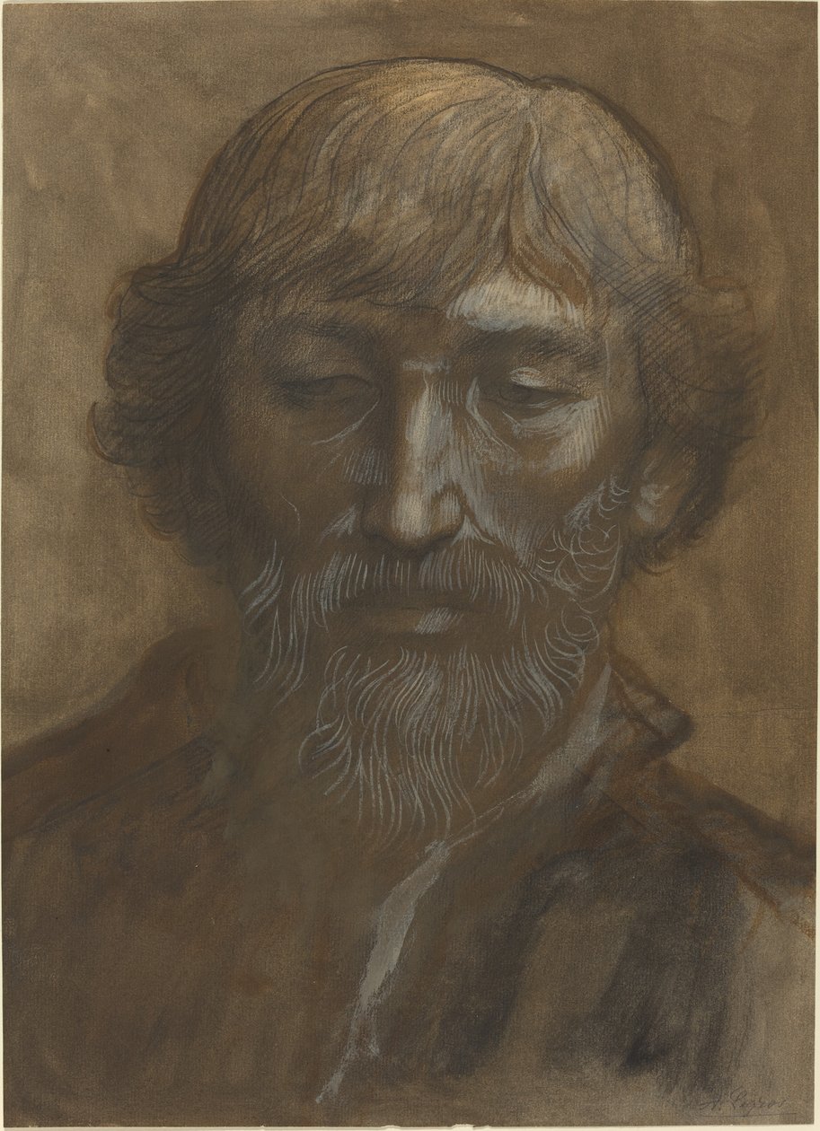 Cabeza de un Hombre, Rostro Completo de Alphonse Legros