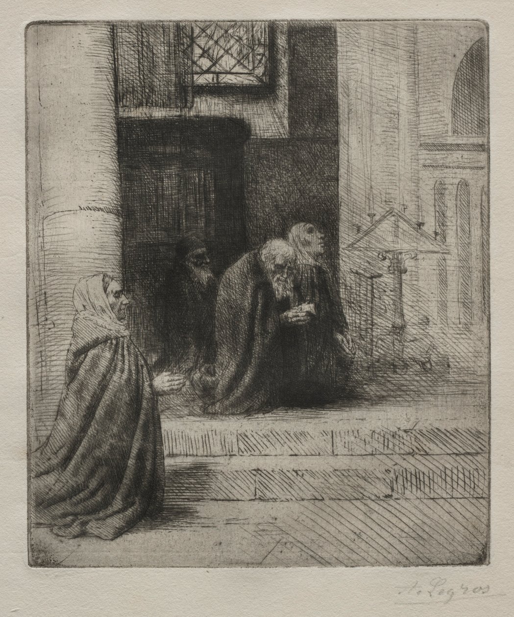 Interior de una iglesia de Alphonse Legros