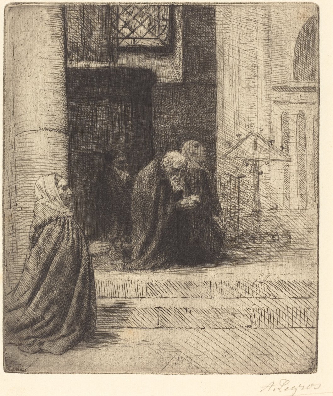 Interior de una iglesia de Alphonse Legros