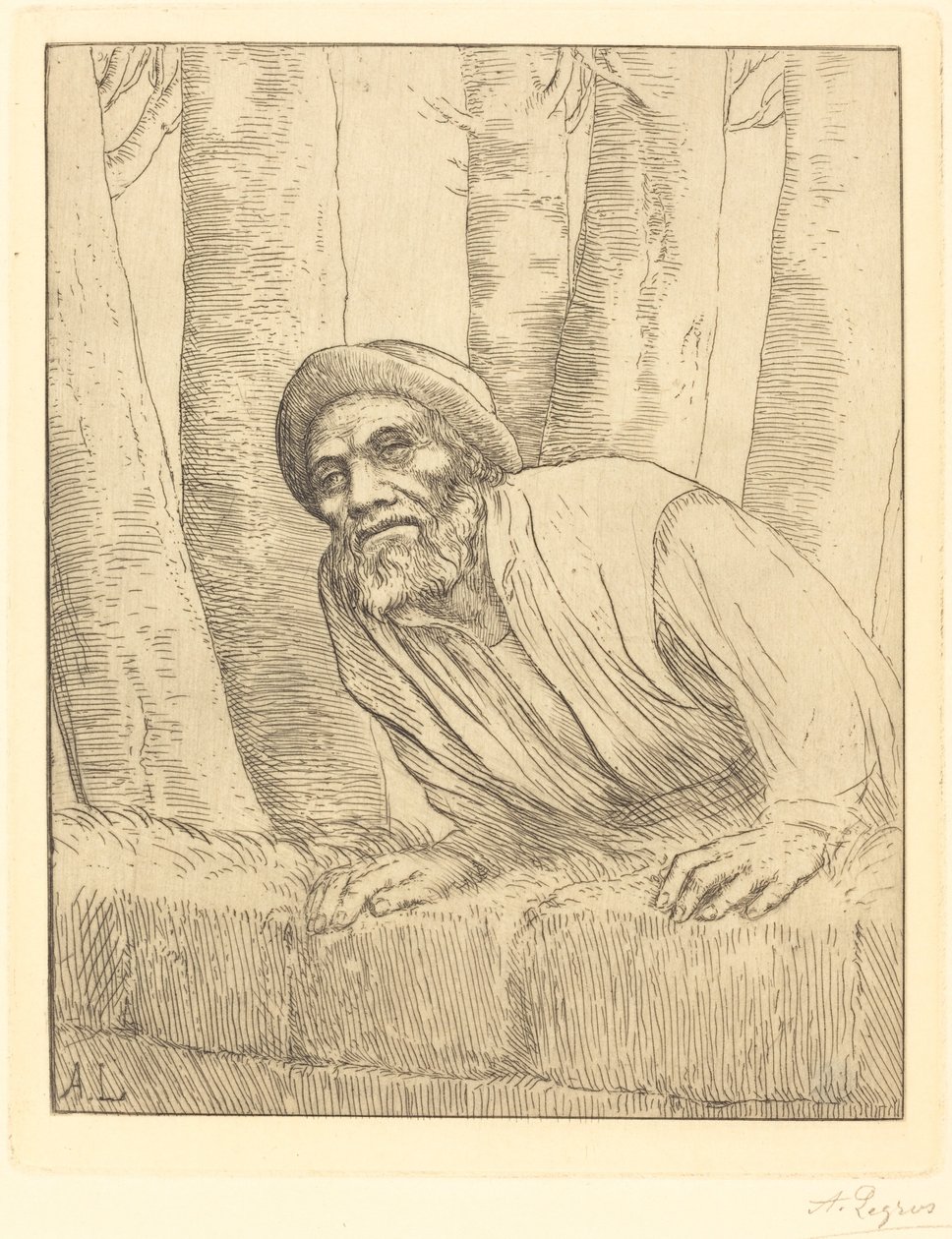 Hombre escalando una pared de Alphonse Legros