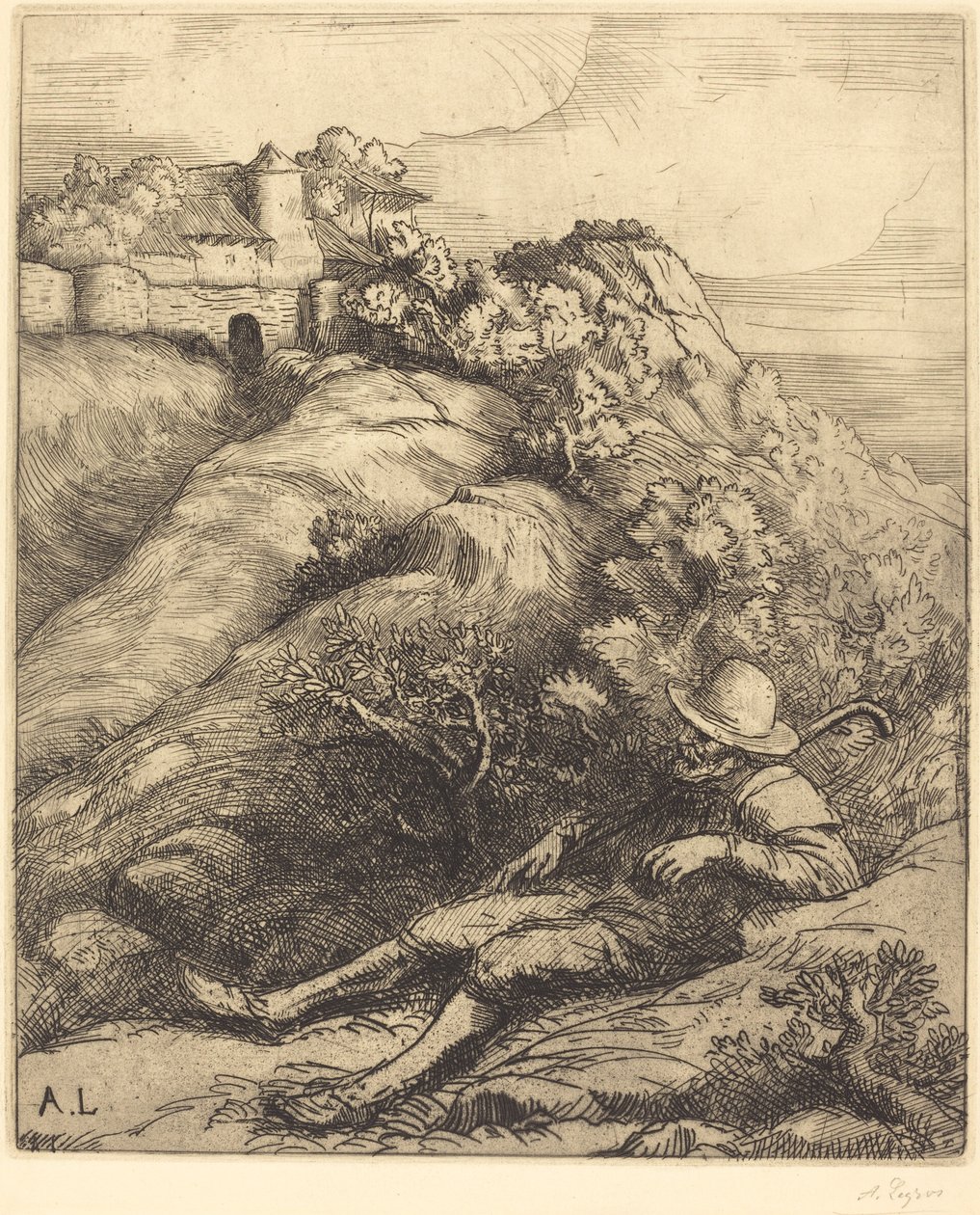 Pastor durmiendo (Le repos du berger) de Alphonse Legros