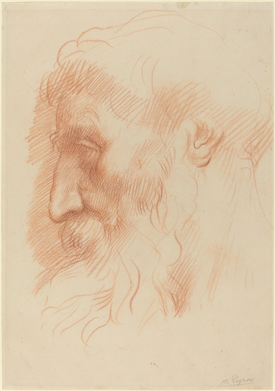 Estudio de la cabeza de un hombre [recto] de Alphonse Legros