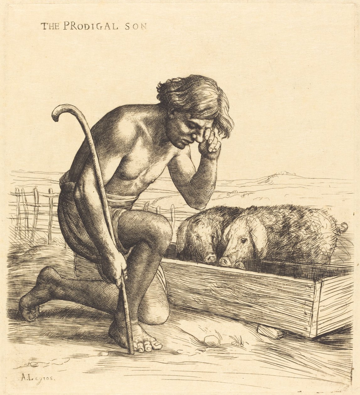 El hijo pródigo, primera placa de Alphonse Legros