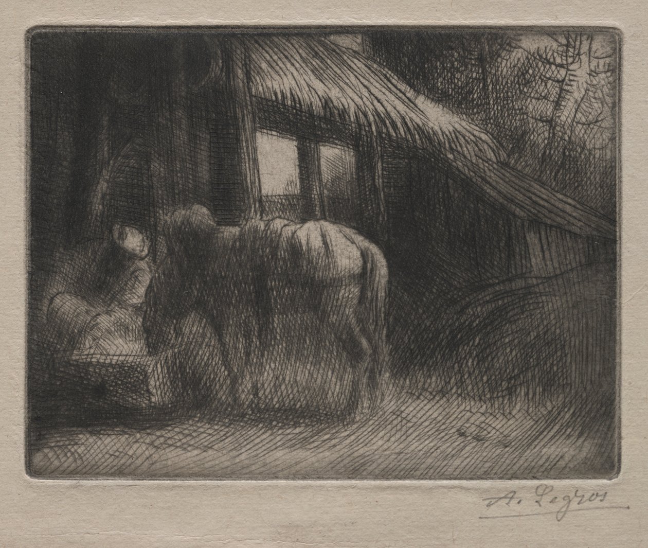 El Abrevadero (Segunda Placa) de Alphonse Legros