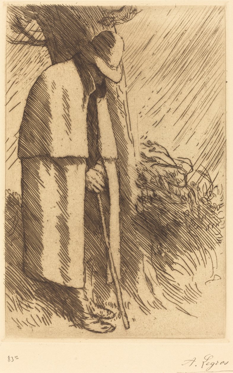 Viajero refugiándose de Alphonse Legros