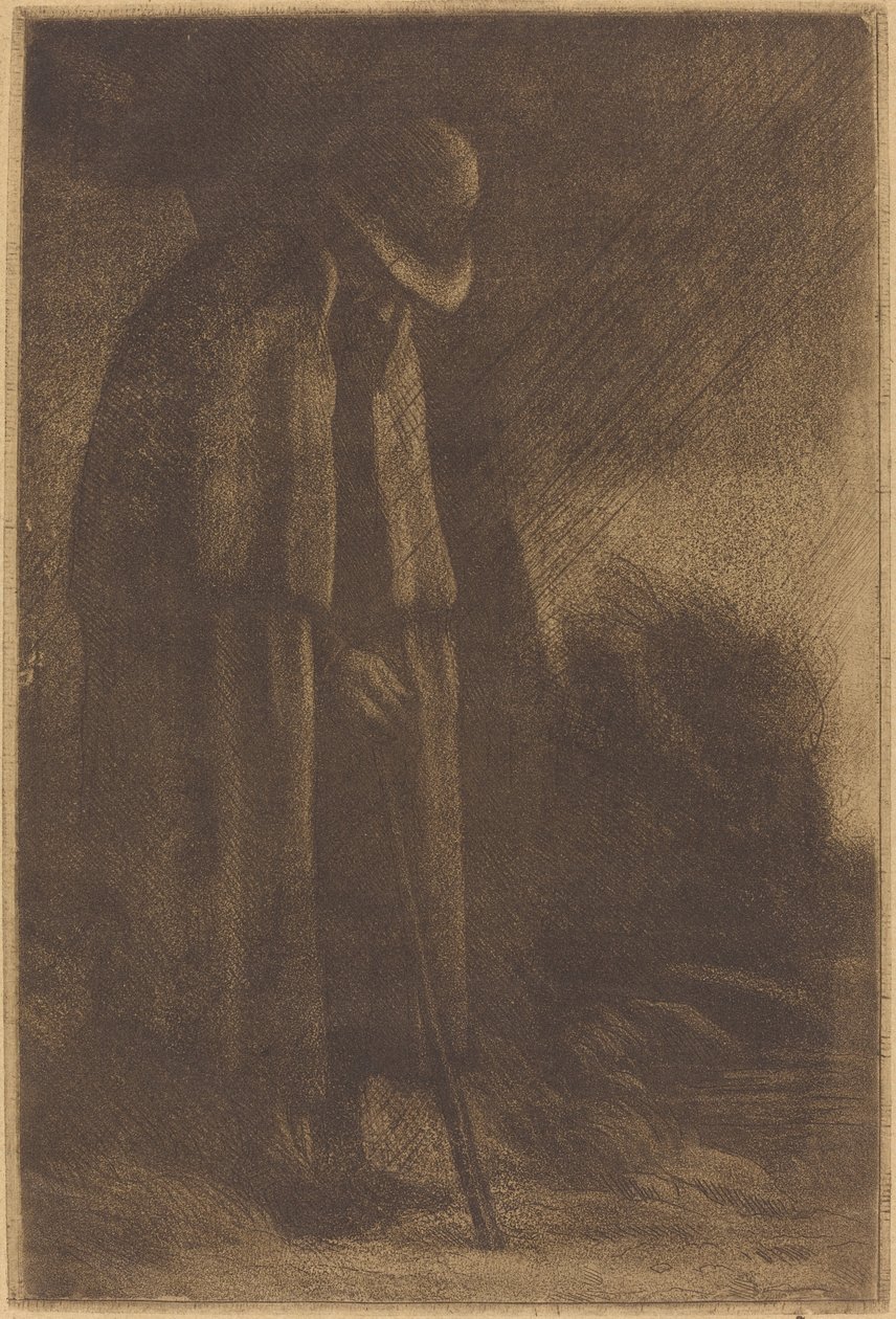 Viajero tomando refugio de Alphonse Legros
