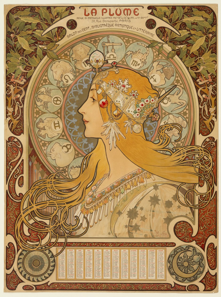 Zodiaco ("La Plume") de Alphonse Marie Mucha