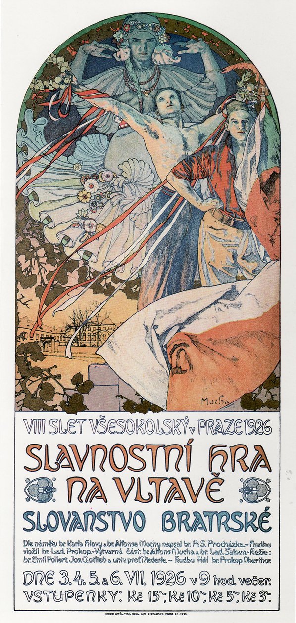 Póster del 8º Festival Sokol en Praga, 1925 de Alphonse Mucha