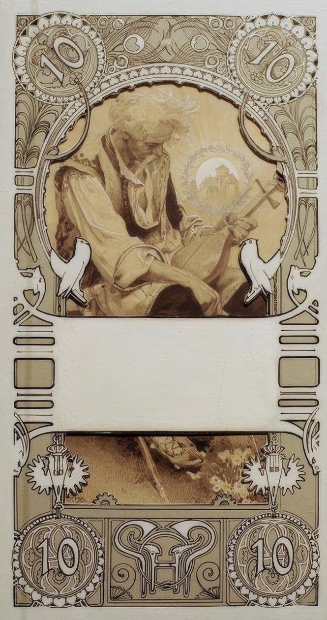 Diseño de sello en dos partes de Alphonse Mucha