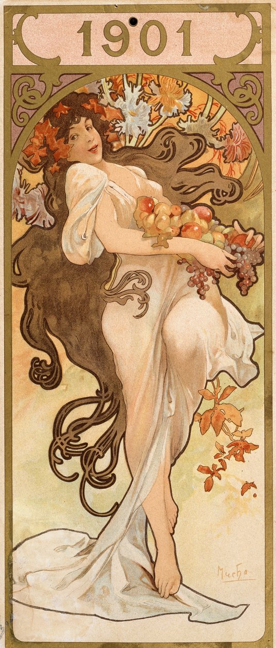 Calendario para el año 1901 de Alphonse Mucha