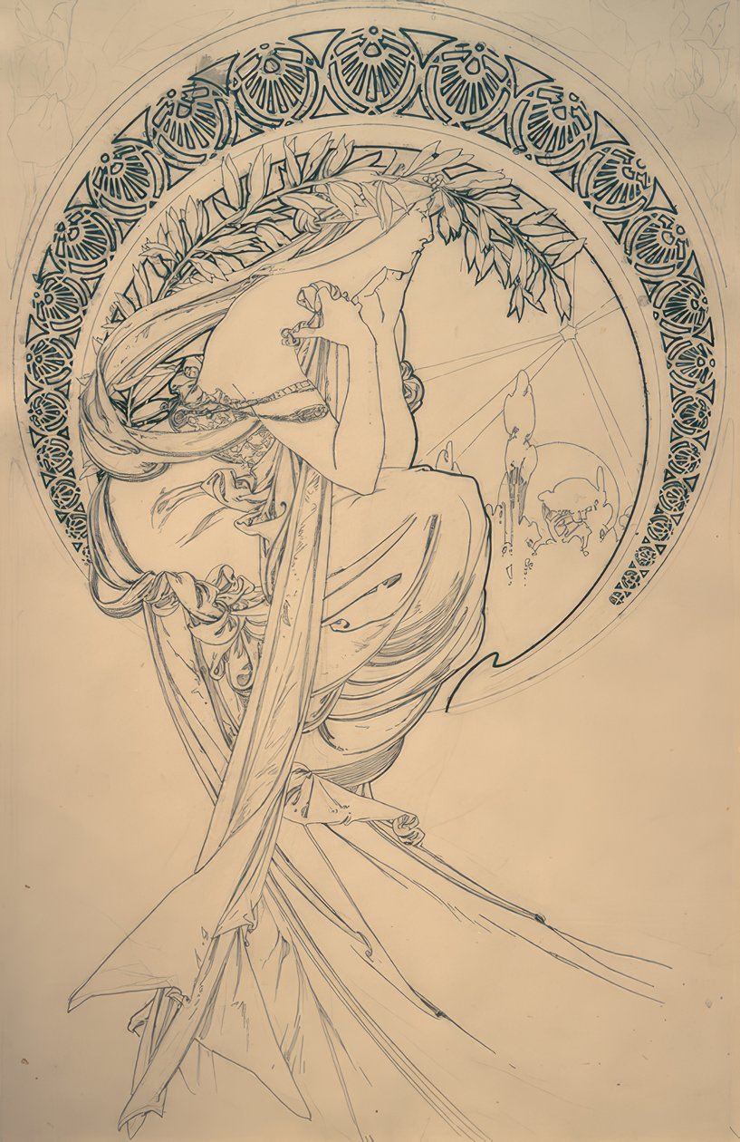 La poesía (diseño) de Alphonse Mucha