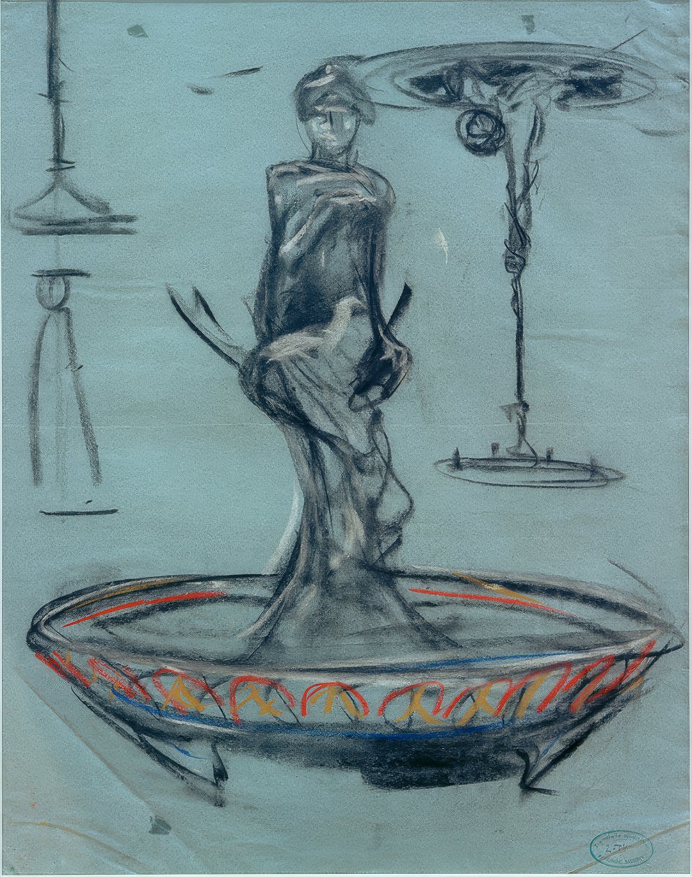 Diseño para una fuente y bocetos de Alphonse Mucha