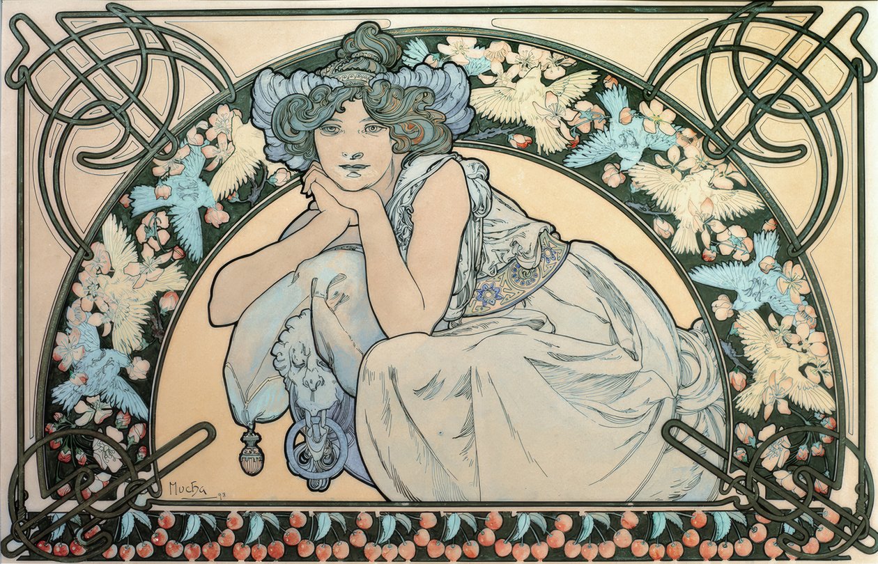 Flor de cerezo de Alphonse Mucha