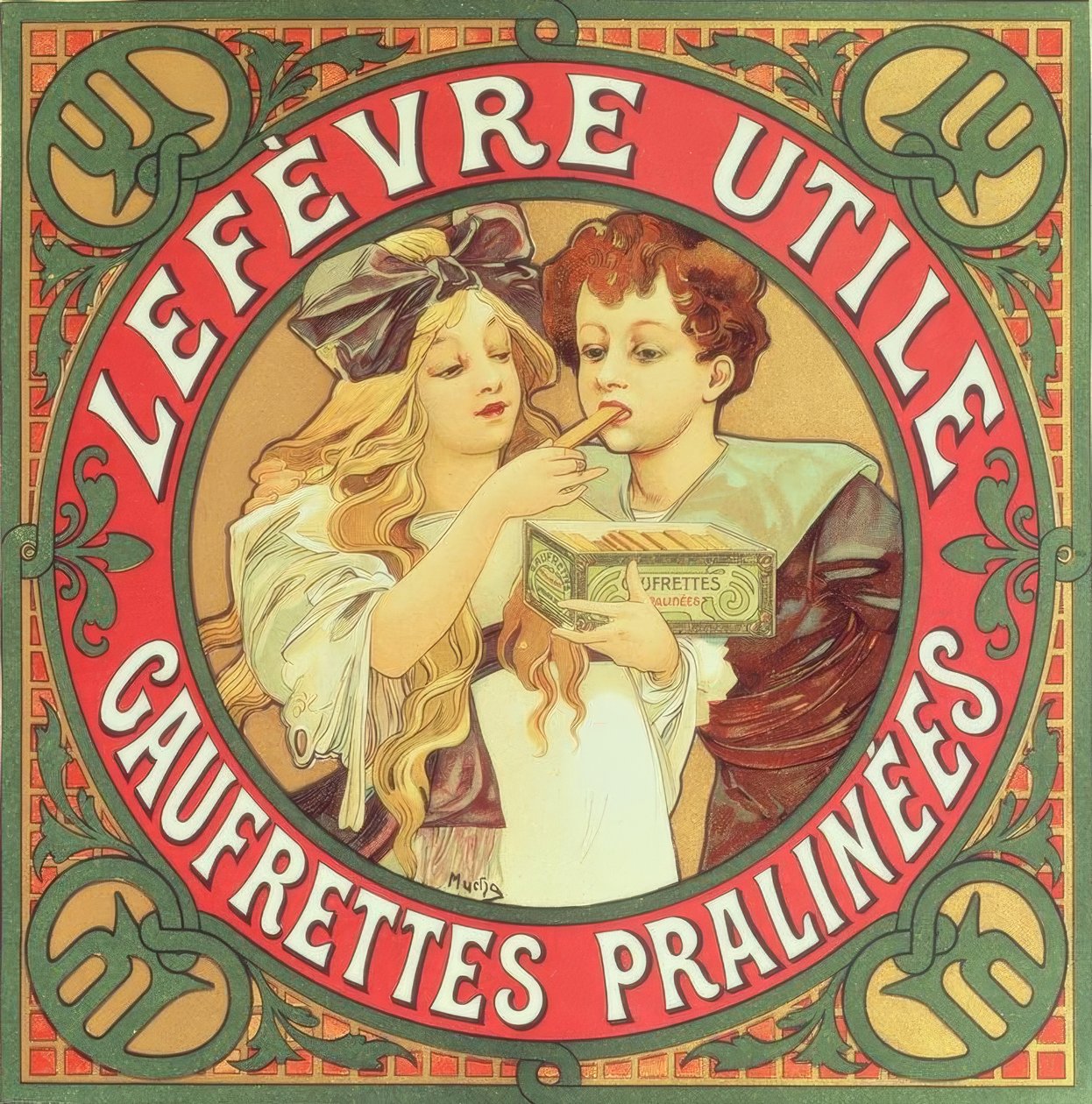 Lefèvre-Utile / Galletas de praliné de Alphonse Mucha