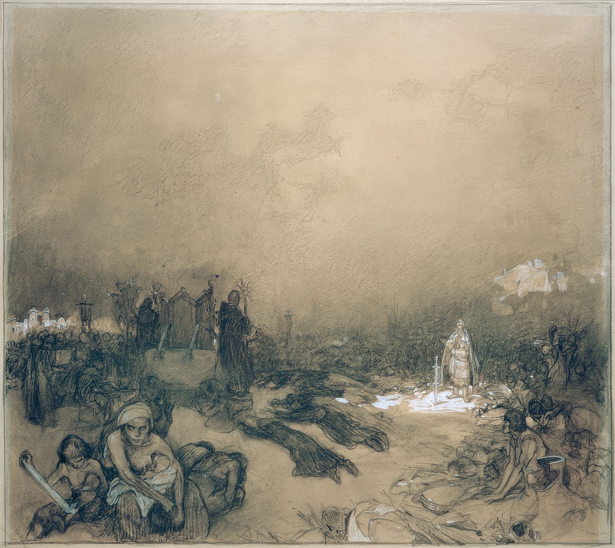 Después de la batalla en el monte Vítkov de Alphonse Mucha