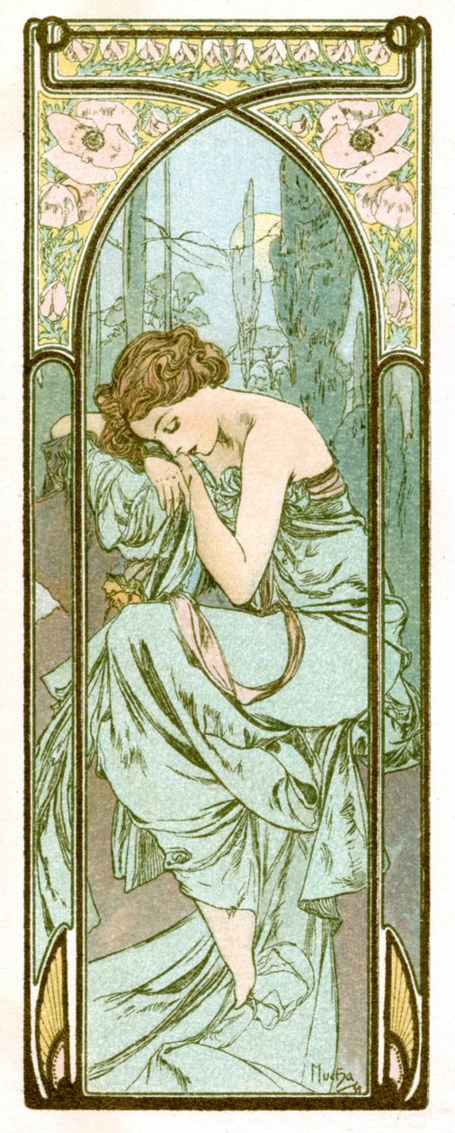 Reposo de la noche, 1899 de Alphonse Mucha