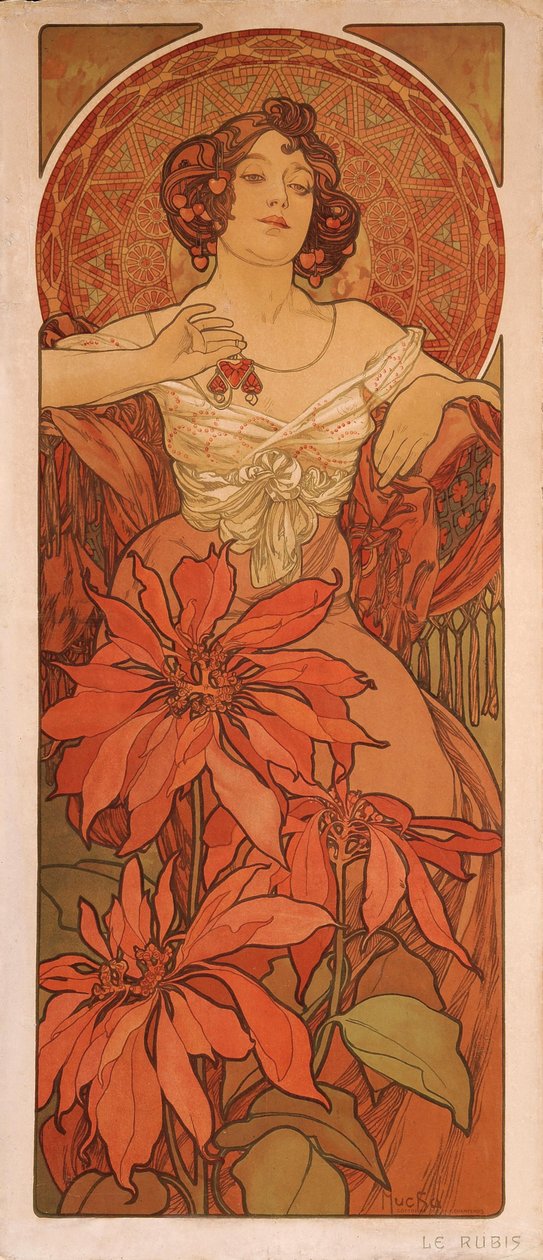 Rubí de la serie Las gemas de Alphonse Mucha