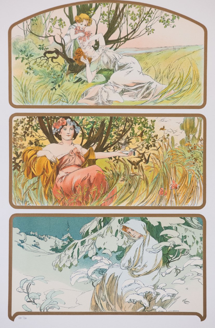 Tres Estaciones, c1898 de Alphonse Mucha