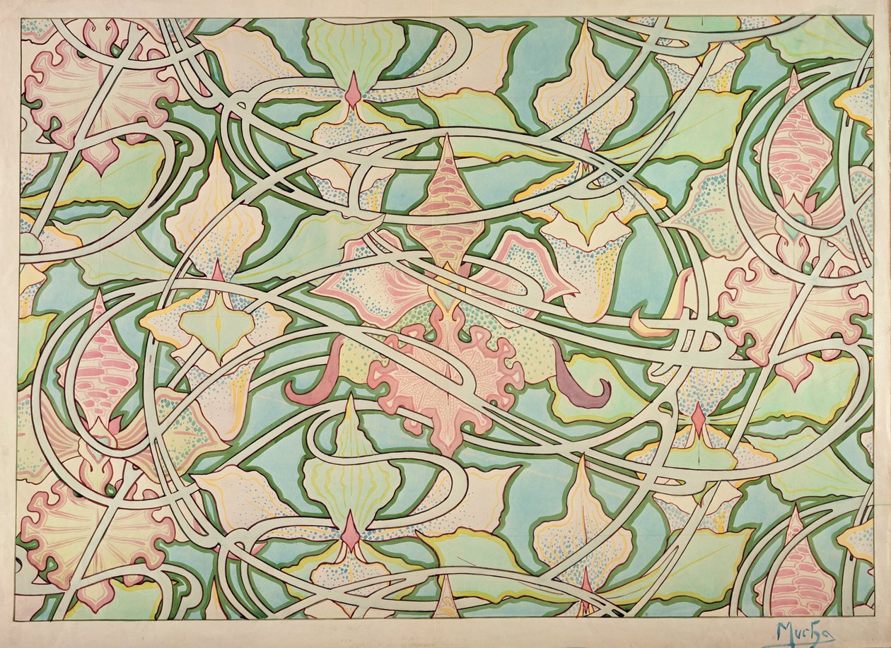 Diseño de papel tapiz de Alphonse Mucha