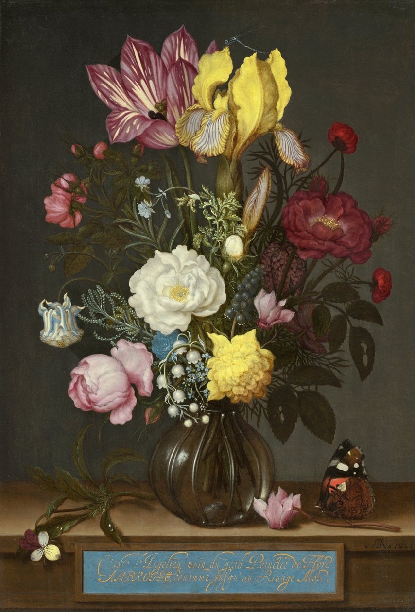 Ramo de flores en jarrón de cristal de Ambrosius Bosschaert