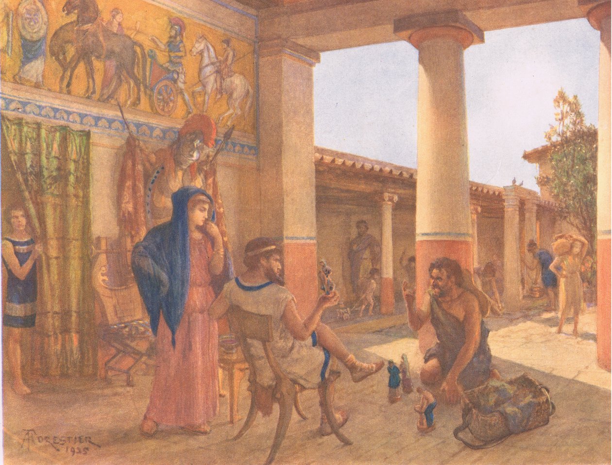 Vida Doméstica en Grecia, de los carteles escolares de MacMillan, c.1950-60s de Amedee Forestier