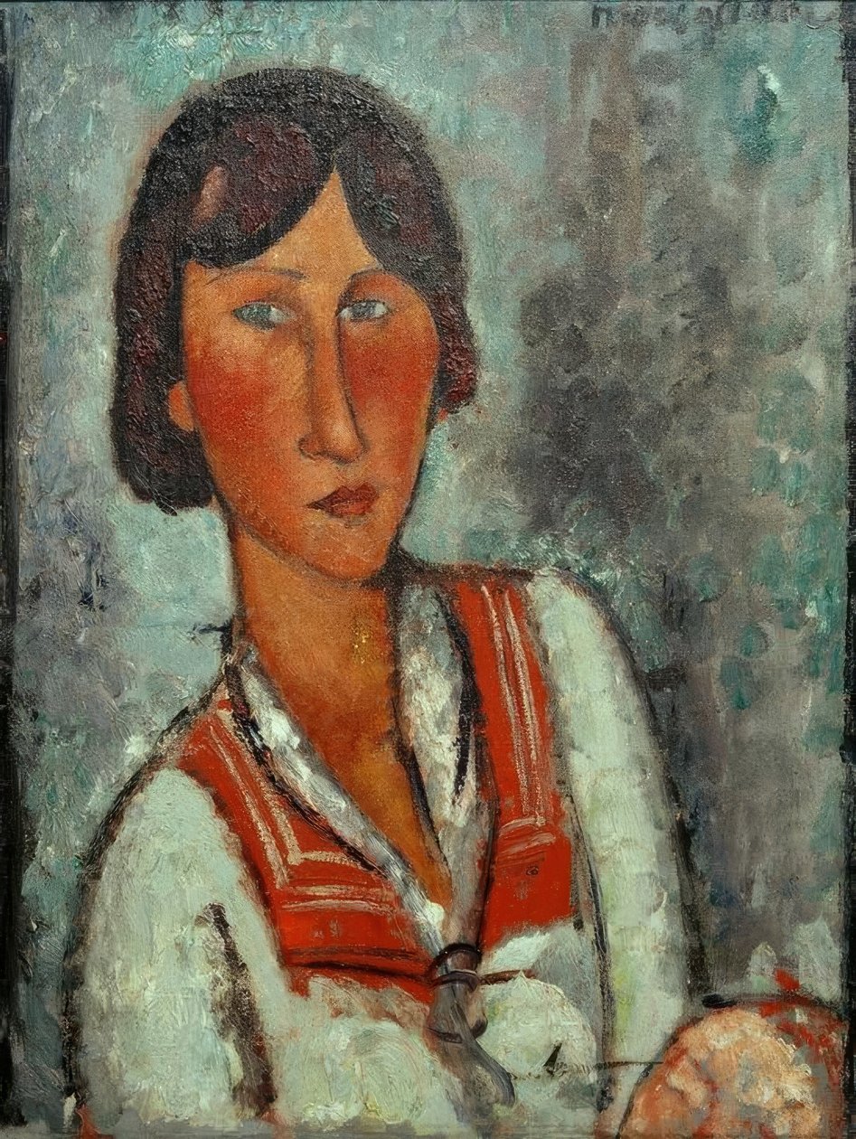 Retrato de una joven mujer con cuello marinero de Amedeo Modigliani