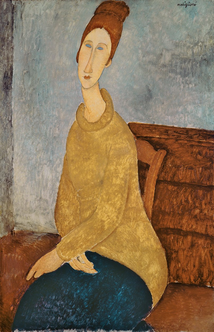 Jeanne Hébuterne con un suéter amarillo, 1918-19 de Amedeo Modigliani