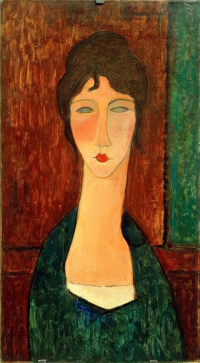 Joven mujer con cabello castaño (Elvira) de Amedeo Modigliani