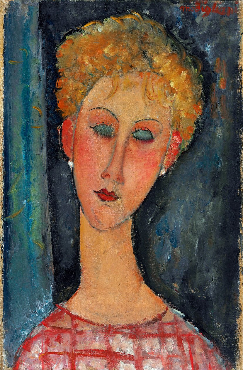 La rubia con pendientes, 1918-1919 de Amedeo Modigliani