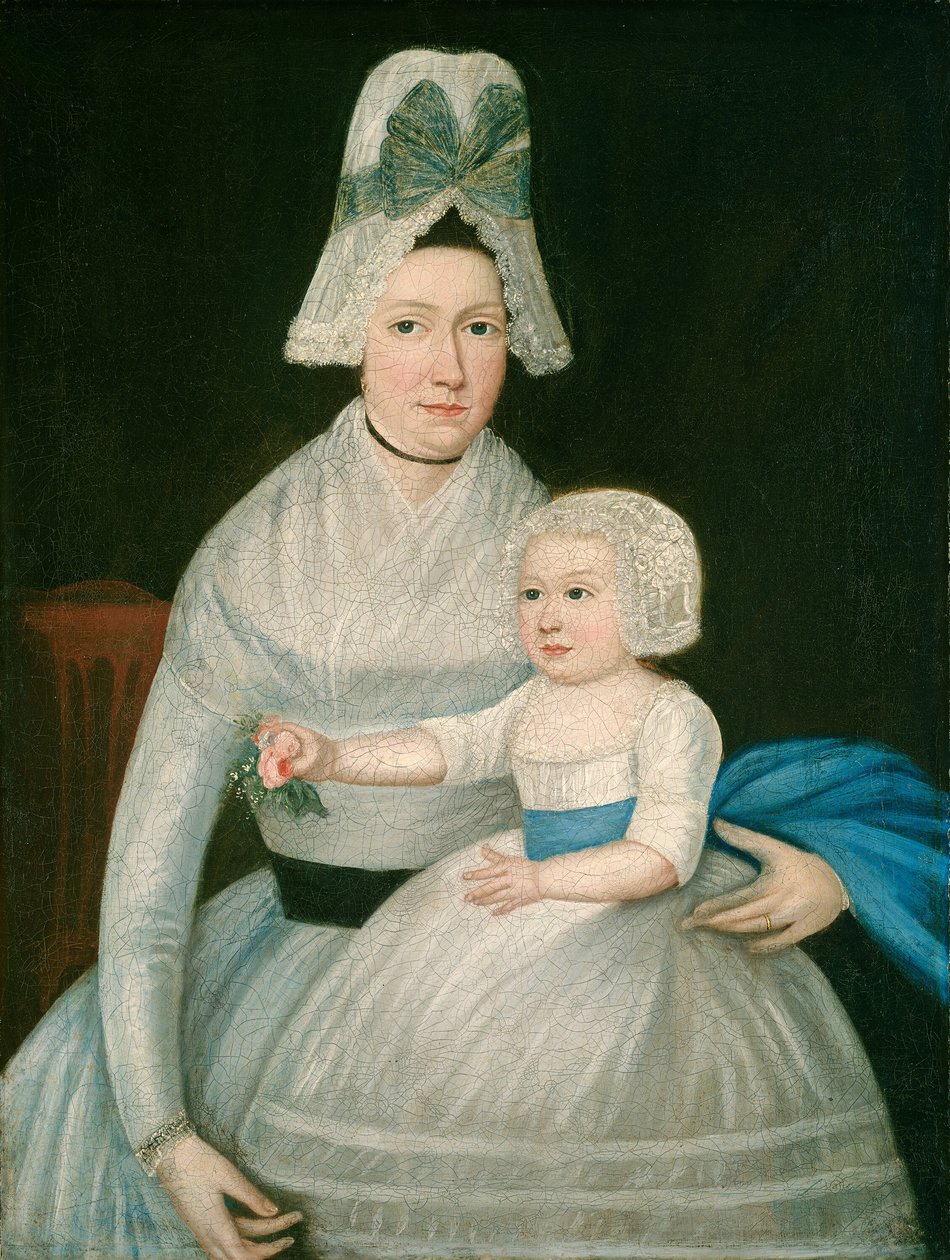 Madre e hijo de blanco de American 18th Century