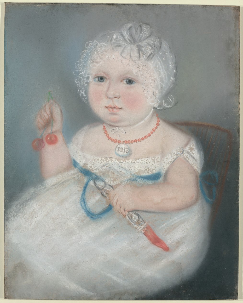 Bebé con medallón de American 19th Century