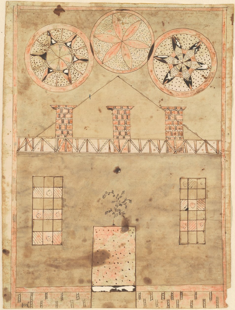 Casa Fraktur de American 19th Century