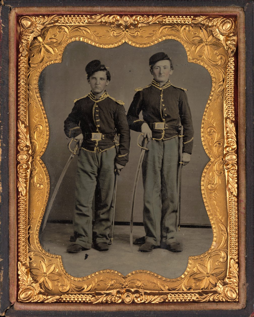 Retrato de dos soldados de caballería de Illinois de American 19th Century
