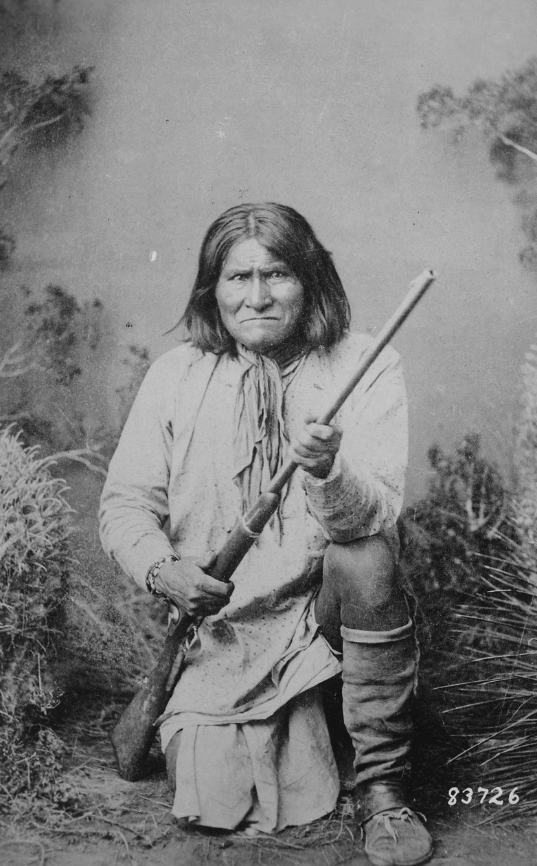 Geronimo sosteniendo un rifle, 1884 de American Photographer
