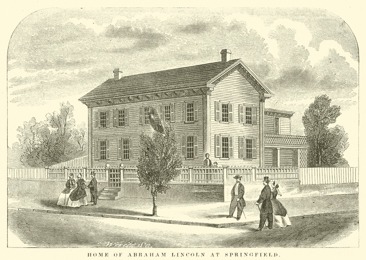 Casa de Abraham Lincoln en Springfield (grabado) de American School