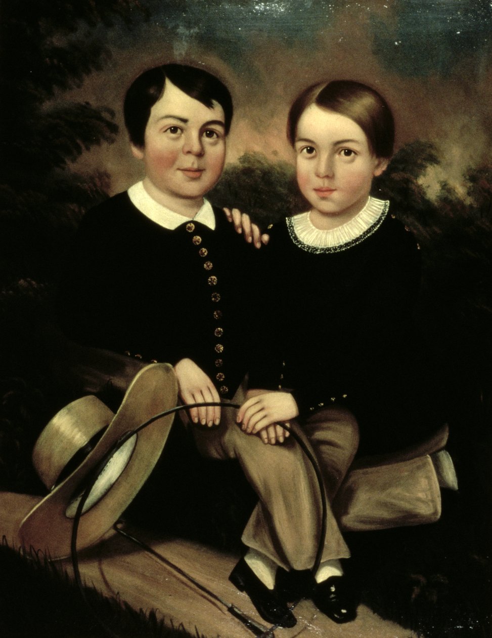 Retrato de dos niños de American School