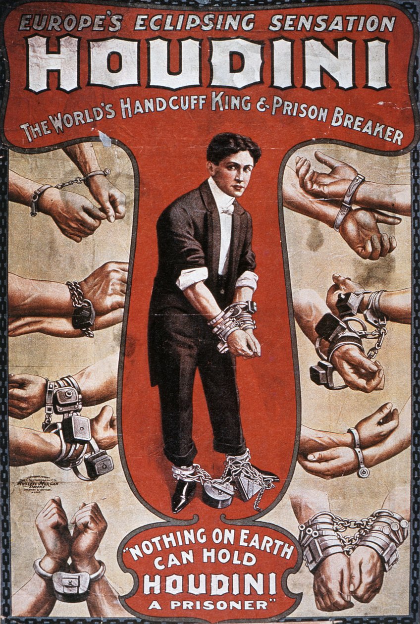 Póster anunciando una actuación de Houdini de American School