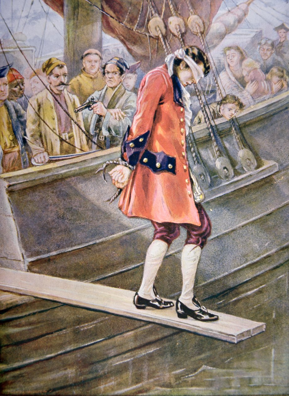 Walking the plank (litografía en color) de American School