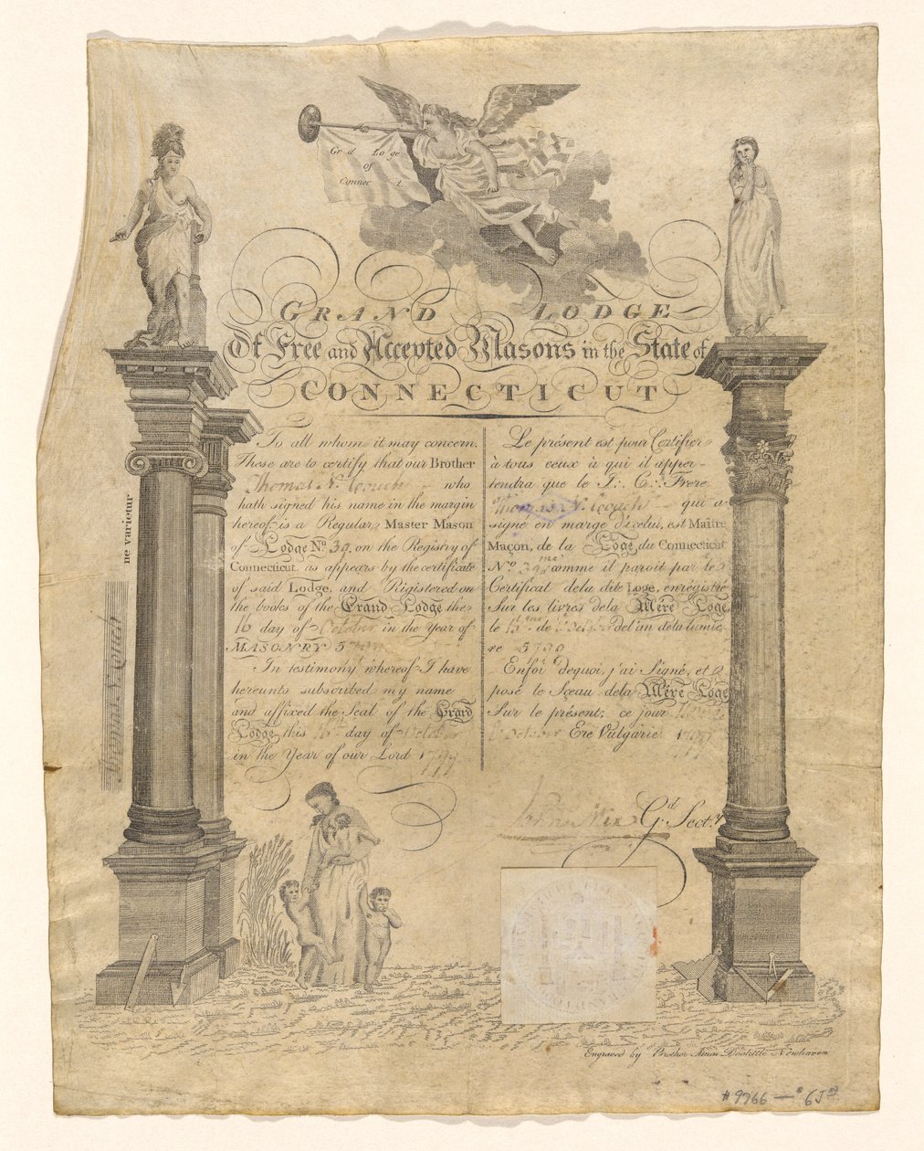 Certificado Masónico de Amos Doolittle