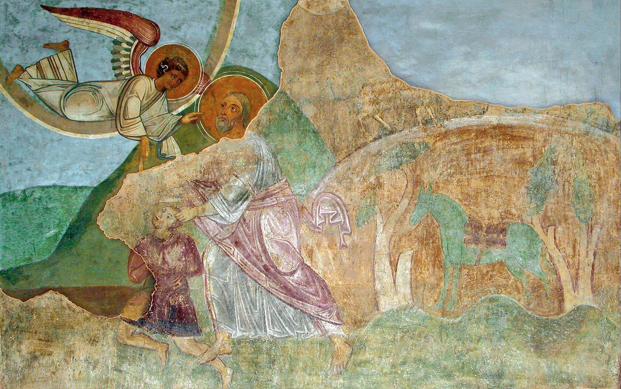 Abraham sacrificando a Isaac de Ancient Russian frescos