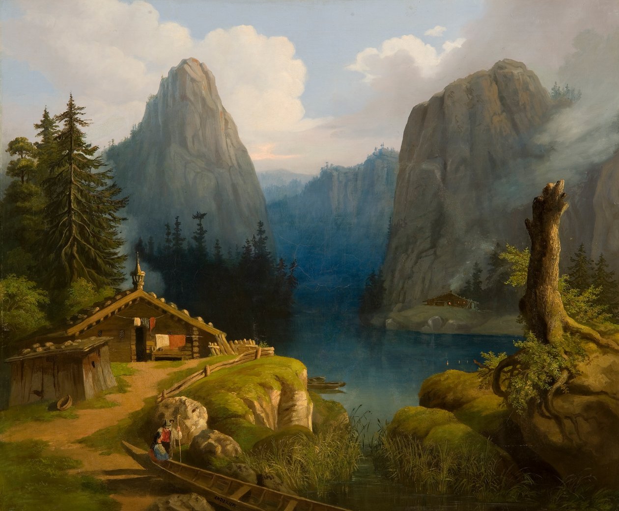 paisaje de montaña con un lago de Ander
