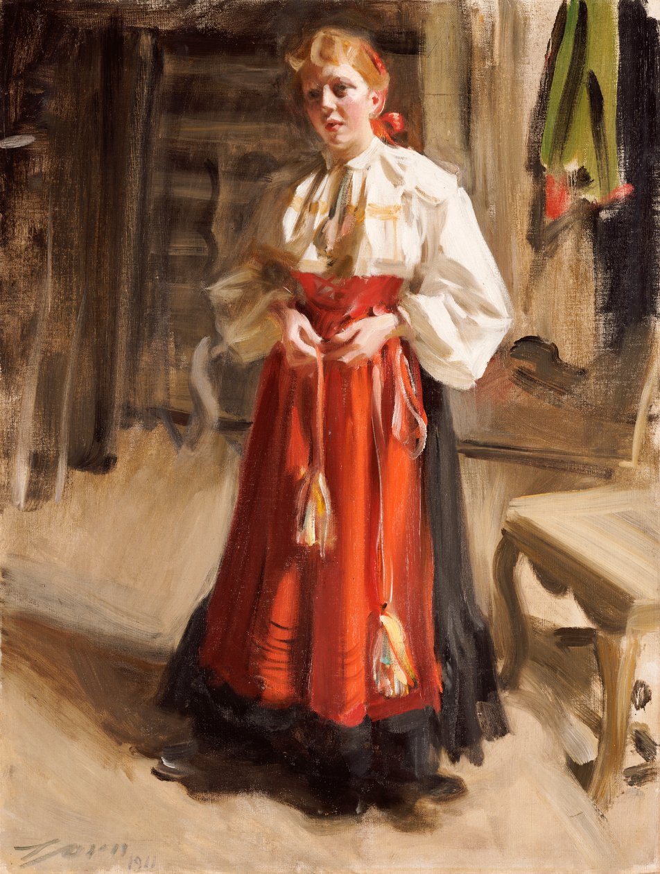 Chica en traje de Orsa, 1911 de Anders Leonard Zorn