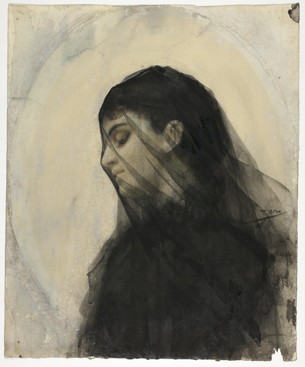 Cabeza de mujer con velo de Anders Zorn