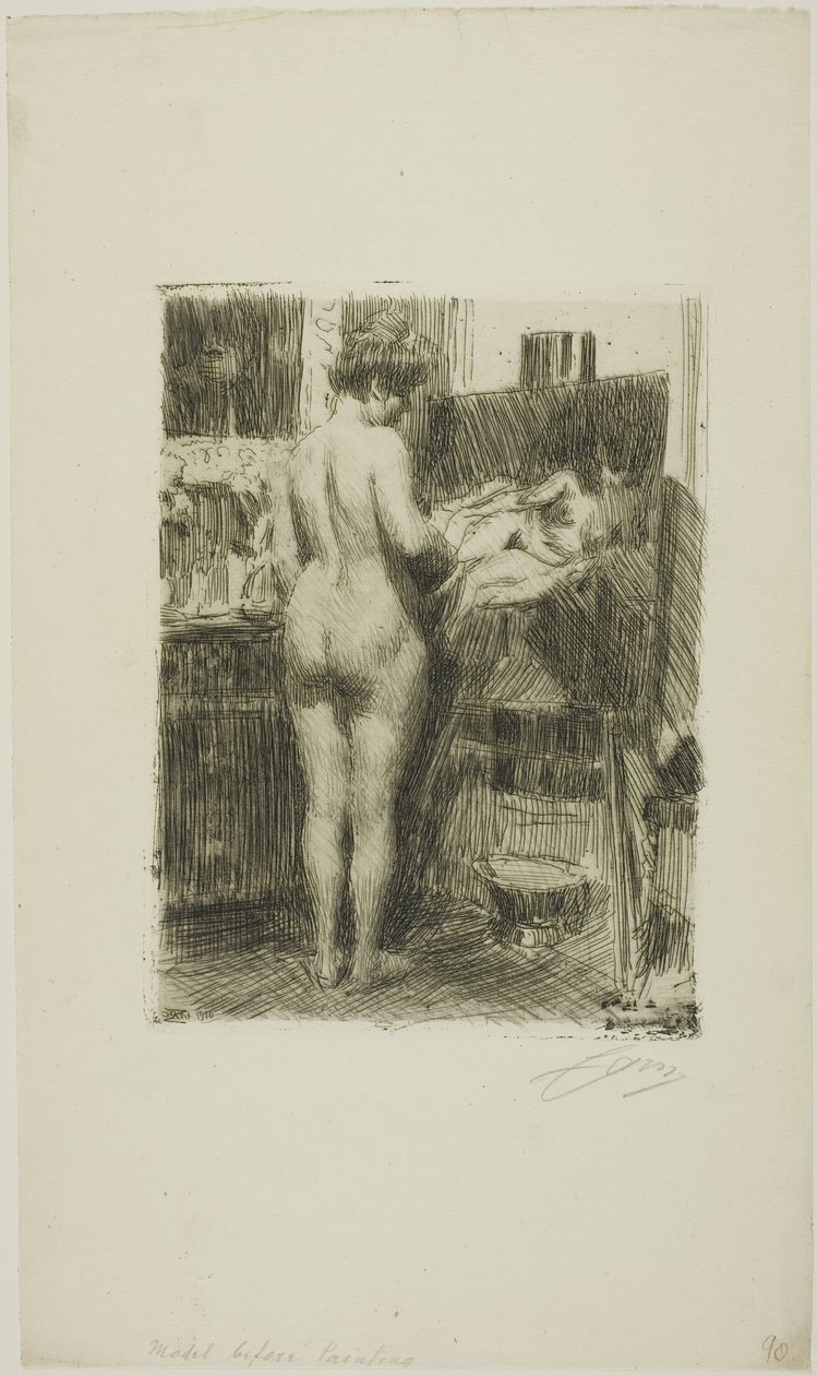 Modelo ante el cuadro de Anders Leonard Zorn