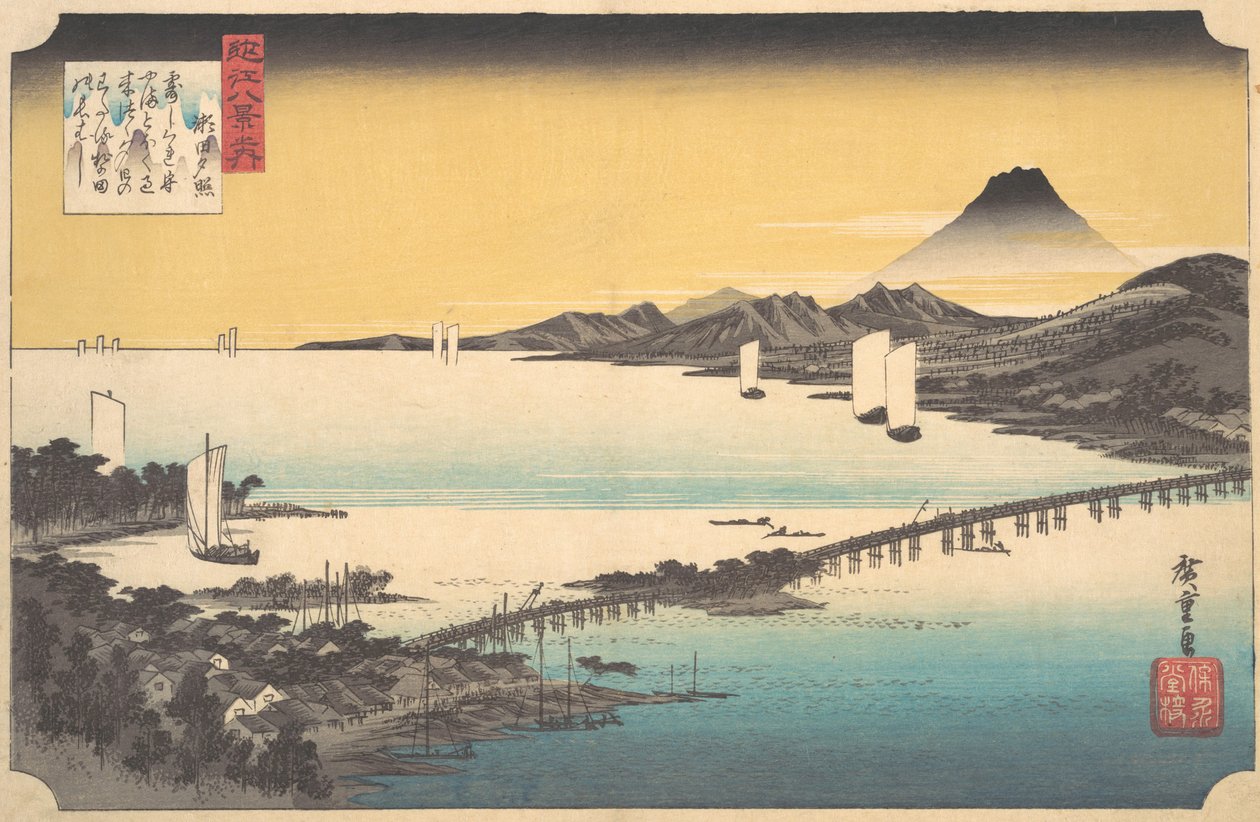 Atardecer en Seta, ca. 1832 de Ando Hiroshige